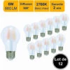 LUTECE-ARC Lot De 12 Ampoules LED Filament E27 6W 660Lm 2700K - Garantie 2 Ans -Pas Cher Ampoule LED Boutique 32948305 1