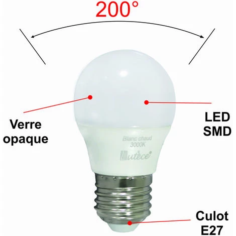 LUTECE-ARC Lot De 12 Ampoules LED E27 4W 330Lm 3000K - Garantie 5 Ans 4 LUTECE-ARC Lot De 12 Ampoules LED E27 4W 330Lm 3000K - Garantie 5 Ans – Image 2