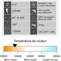 LUTECE-ARC Lot De 12 Ampoules LED Filament E14 4W) 470Lm 2700K - Garantie 2 Ans 8 LUTECE-ARC Lot De 12 Ampoules LED Filament E14 4W) 470Lm 2700K - Garantie 2 Ans -Pas Cher Ampoule LED Boutique 32948313 3