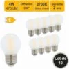 LUTECE-ARC Lot De 10 Ampoules LED Filament E27 4W 470Lm 2700K - Garantie 2 Ans -Pas Cher Ampoule LED Boutique 32948698 1