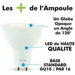 ARUM LIGHTING Lot De 10 Ampoules Spot LED GU10 5W Eq 40W | Température De Couleur: Blanc Chaud 2700K -Pas Cher Ampoule LED Boutique 33894799 3