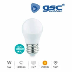 Ampoule Led Sphérique Crépusculaire 5W E27 2700K GSC 002005151