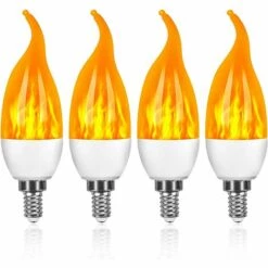 AIDUCHO Lot De 4 Ampoules LED 3 W E14 Ampoule Effet Flammes Avec 1 Modes D'éclairage Ampoule Décorative Pour Halloween, Noël, Saint-Valentin, Fête De Mariage