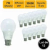 LUTECE-ARC Lot De 12 Ampoules LED B22 7W 650Lm 3000K - Garantie 5 Ans 1 LUTECE-ARC Lot De 12 Ampoules LED B22 7W 650Lm 3000K - Garantie 5 Ans -Pas Cher Ampoule LED Boutique 36032095 1