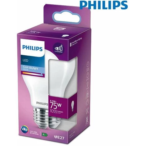 PHILIPS Ampoule LED E27 8,5W Ronde A60 équivalent à 75W - Blanc Du Jour 6500K 4 PHILIPS Ampoule LED E27 8,5W Ronde A60 équivalent à 75W - Blanc Du Jour 6500K – Image 2