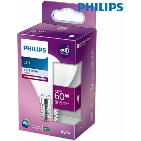 PHILIPS Ampoule LED E14 6,5W équivalent à 60W - Blanc Naturel 4000K 4 PHILIPS Ampoule LED E14 6,5W équivalent à 60W - Blanc Naturel 4000K – Image 2