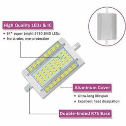 TRIOMPHE Ampoule R7S LED 118mm 30W Dimmable, 3000LM, Blanc Froid 6000K, Équivalent Crayon Halogène R7S J118 200W 300W, 200 Degrés De Lumière, Lampe R7S 118mm Dimmable LED Pour Applique/Lampadaire/Projecteur [Classe énergétique A+] -Pas Cher Ampoule LED Boutique 37838908 3