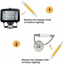 AIDUCHO R7S 78mm LED 5W Blanc Chaud 3000K, 500LM, R7S J78 COB LED Linéaire Remplacer Crayon Halogène 40W 50W, Ampoule R7S LED 78mm Slim Pour Mini Projeture/Applique Murale, Non-dimmable, Lot De 2 [Classe énergétique A+] -Pas Cher Ampoule LED Boutique 37975883 5