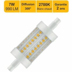 LUTECE-ARC Ampoule LED Crayon 78mm R7s 7W 990LM 2700K