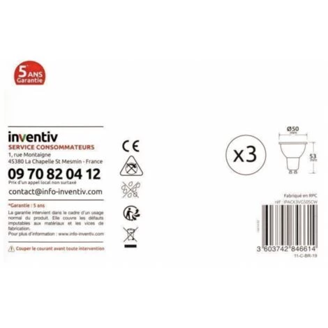 SERRURERIE-BOUTIQUE Pack 3 Ampoules LED Spot GU10 5W (Equivalent 50W). Ton Neutre 846614 - 846614 6 SERRURERIE-BOUTIQUE Pack 3 Ampoules LED Spot GU10 5W (Equivalent 50W). Ton Neutre 846614 - 846614 – Image 4