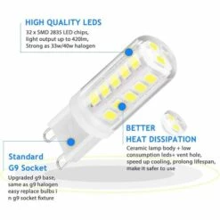 VERSAILLESFR Ampoules LED G9 3W Équivalent à 40W Halogène Lumière Blanc Froid 6000K, AC220-240V,Lampe LED à Économie D'énergie, Non Dimmables,Sans Scintillement ,Paquet De 5 -Pas Cher Ampoule LED Boutique 40297008 5
