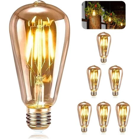 VERSAILLESFR Ampoule LED E27, 6 Pièces Ampoule Edison LED E27 ST64 Lampe Décorative Rétro Edison Ampoule Vintage Antique Lampe 4W Filament Blanc Chaud Pour Restaurant Café Bar Ampoules à Incandescence 3 VERSAILLESFR Ampoule LED E27, 6 Pièces Ampoule Edison LED E27 ST64 Lampe Décorative Rétro Edison Ampoule Vintage Antique Lampe 4W Filament Blanc Chaud Pour Restaurant Café Bar Ampoules à Incandescence
