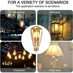 VERSAILLESFR Ampoule LED E27, 6 Pièces Ampoule Edison LED E27 ST64 Lampe Décorative Rétro Edison Ampoule Vintage Antique Lampe 4W Filament Blanc Chaud Pour Restaurant Café Bar Ampoules à Incandescence 11 VERSAILLESFR Ampoule LED E27, 6 Pièces Ampoule Edison LED E27 ST64 Lampe Décorative Rétro Edison Ampoule Vintage Antique Lampe 4W Filament Blanc Chaud Pour Restaurant Café Bar Ampoules à Incandescence -Pas Cher Ampoule LED Boutique 40504591 5