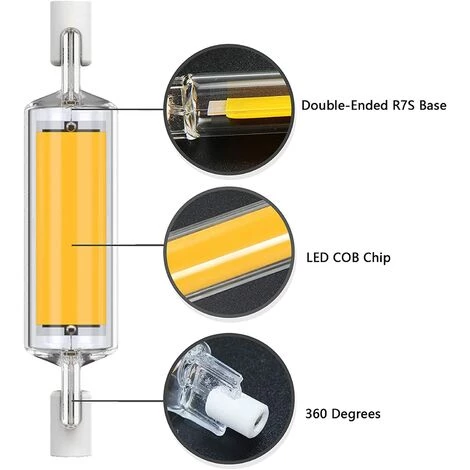 VERSAILLESFR Ampoule R7S LED 78mm Dimmable, 10W R7S Ampoules LED COB, R7S LED 78mm Haute Lumière Blanc Chaud 3200K, R7S LED Lampe 600LM, éclairage à Faisceau 360 °, AC 220-240V, Pack De 2, Versailles 5 VERSAILLESFR Ampoule R7S LED 78mm Dimmable, 10W R7S Ampoules LED COB, R7S LED 78mm Haute Lumière Blanc Chaud 3200K, R7S LED Lampe 600LM, éclairage à Faisceau 360 °, AC 220-240V, Pack De 2, Versailles – Image 3