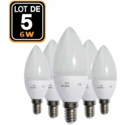 EUROPALAMP Lote De 5 Bombillas Led Llama E14 6 W 4500 K Alta Luminosidad