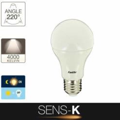 XANLITE - Ampoule LED A60, Culot E27, 11W Cons. (60W Eq.), Lumière Blanc Neutre, Détecteur Crépusculaire - SE60GLSCW -Pas Cher Ampoule LED Boutique 47378123 5