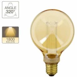 XANLITE - Ampoule LED Déco Hologramme Globe (G95) Au Verre Ambré, Culot E27, 4W Cons., 200 Lumens, Lumière Blanc Chaud - RFDHE200B95S -Pas Cher Ampoule LED Boutique 47378161 5