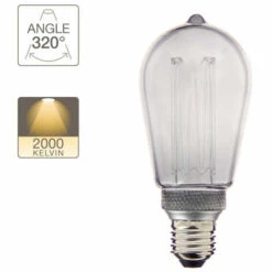 XANLITE - Ampoule LED Déco Hologramme Edison Au Verre Fumé, Culot E27, 4W Cons., 100 Lumens, Lumière Blanc Chaud - RFDHE200STSF -Pas Cher Ampoule LED Boutique 47378169 4