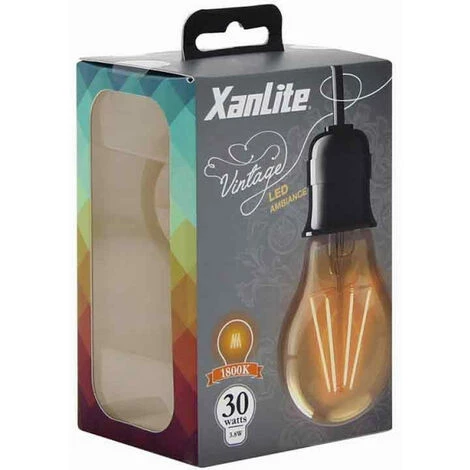 XANLITE - Ampoule LED (A60) / Vintage Au Verre Ambré, Culot E27, 3,8W Cons. (30W Eq.), 350 Lumens, Lumière Blanc Chaud - RFDE400GA 6 XANLITE - Ampoule LED (A60) / Vintage Au Verre Ambré, Culot E27, 3,8W Cons. (30W Eq.), 350 Lumens, Lumière Blanc Chaud - RFDE400GA – Image 4
