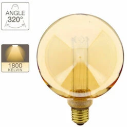 XANLITE - Ampoule LED Déco Hologramme Globe (G125) Au Verre Ambré, Culot E27, 4W Cons., 200 Lumens, Lumière Blanc Chaud - RFDHE200B125S -Pas Cher Ampoule LED Boutique 47378363 4