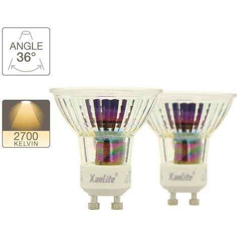 XANLITE - Lot De 2 Ampoules LED Spots Au Culot GU10, 5W Cons. (50W Eq.), Lumière Blanche Chaude - PACK2VG50S 5 XANLITE - Lot De 2 Ampoules LED Spots Au Culot GU10, 5W Cons. (50W Eq.), Lumière Blanche Chaude - PACK2VG50S – Image 3