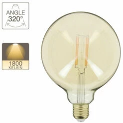 XANLITE - Ampoule LED Déco Globe (G125) / Vintage Au Verre Ambré, Culot E27, 7W Cons. (50W Eq.), 638 Lumens, Lumière Blanc Chaud - RFDE800B125A -Pas Cher Ampoule LED Boutique 47378382 5