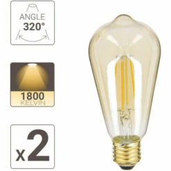 XANLITE - Pack De 2 Ampoules à Filament LED Vintage ST64, Ambrées, Culot E27, 806 Lumens, Blanc Chaud - PACK2RFDE800STA -Pas Cher Ampoule LED Boutique 47378400 3