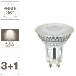 TOULUM - Lot De 3 Ampoules Spot + 1 Gratuite, Culot GU10, 5W Cons. Et 50W Eq., Lumière Blanche Neutre - PACK31TG50SCW 9 TOULUM - Lot De 3 Ampoules Spot + 1 Gratuite, Culot GU10, 5W Cons. Et 50W Eq., Lumière Blanche Neutre - PACK31TG50SCW -Pas Cher Ampoule LED Boutique 47378515 3