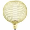 XANLITE - Ampoule Déco Cage Boule Doré, Culot E27, Hologramme, Blanc Chaud - RFDHE150BCAL