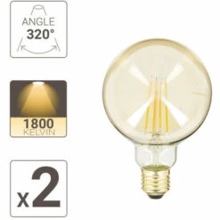 XANLITE - Pack De 2 Ampoules à Filament LED Vintage B95, Ambrées, Culot E27, 806 Lumens, Blanc Chaud - PACK2RFDE800B95A -Pas Cher Ampoule LED Boutique 47378581 4
