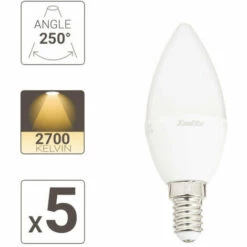 XANLITE - Lot X5 Ampoules LED Flamme, Culot E14, 5,5W Cons. (40 W éq), Lumière Blanc Chaud - PACK5EV470F -Pas Cher Ampoule LED Boutique 47378676 3