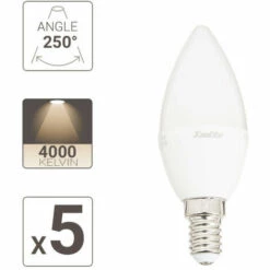 XANLITE - Lot X5 Ampoules LED Flamme, Culot E14, 5,5W Cons. (40W éq.), Lumière Blanc Neutre - PACK5EV470FCW -Pas Cher Ampoule LED Boutique 47378810 3