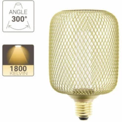 XANLITE - Ampoule Déco Cage Cylindre Doré, Culot E27, Hologramme, Blanc Chaud - RFDHE150CCAL -Pas Cher Ampoule LED Boutique 47378834 5