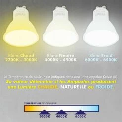 ARUM LIGHTING Lot De 10 Ampoules LED GU10 7W Eq 60W | Température De Couleur: Blanc Chaud 2700K -Pas Cher Ampoule LED Boutique 50483457 5