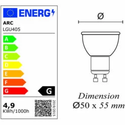 LUTECE-ARC Lot De 10 Ampoules LED GU10 4.9W 400Lm 4000K - Garantie 5 Ans -Pas Cher Ampoule LED Boutique 50819926 4