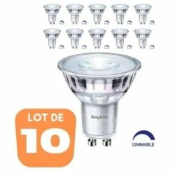 BRAYTRON Lot De 10 Ampoules LED GU10 5.5W (Eq. 50W) 2700K 38° Dimmable