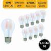 LUTECE-ARC Lot De 10 Ampoules LED Filament E27 10W 1400Lm 2700K - Garantie 2 Ans -Pas Cher Ampoule LED Boutique 51134971 1