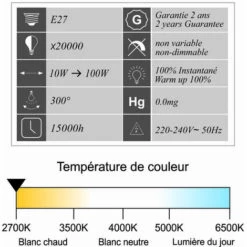 LUTECE-ARC Lot De 10 Ampoules LED Filament E27 10W 1400Lm 2700K - Garantie 2 Ans -Pas Cher Ampoule LED Boutique 51134971 3
