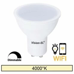 MIIDEX LIGHTING Spot LED Connectée WIFI 2.4 Ghz 5W (45W) GU10 Dimmable 4000°K