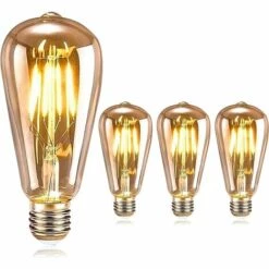 DECKON Ampoule LED Edison, Ampoule E27 Vintage Edison LED Rétro Ampoule 4W ST64 Lampe Décorative Antique Nostalgiques (3 Pack)