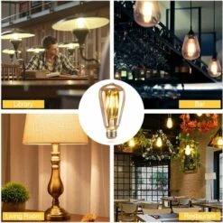 DECKON Ampoule LED Edison, Ampoule E27 Vintage Edison LED Rétro Ampoule 4W ST64 Lampe Décorative Antique Nostalgiques (3 Pack) -Pas Cher Ampoule LED Boutique 51586311 3