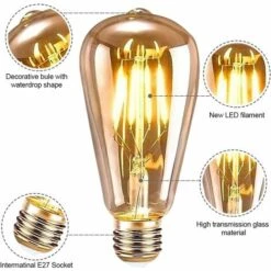 DECKON Ampoule LED Edison, Ampoule E27 Vintage Edison LED Rétro Ampoule 4W ST64 Lampe Décorative Antique Nostalgiques (3 Pack) -Pas Cher Ampoule LED Boutique 51586311 4