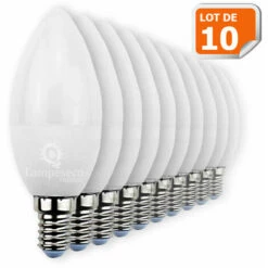 LAMPESECOENERGIE Lot De 10 Ampoules LED Bougie E14 6W 480 Lumens Blanc Chaud