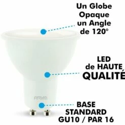 ARUM LIGHTING Lot De 2 Spots Ampoule LED GU10 5W Eq 40W | Température De Couleur: Blanc Chaud 2700K -Pas Cher Ampoule LED Boutique 53616695 3