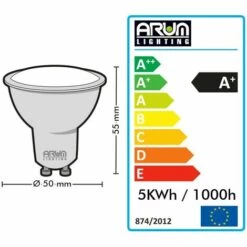 ARUM LIGHTING Lot De 2 Spots Ampoule LED GU10 5W Eq 40W | Température De Couleur: Blanc Chaud 2700K -Pas Cher Ampoule LED Boutique 53616695 4
