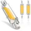 Ampoule R7S LED 78mm Dimmable, 10W R7S Ampoules LED COB, R7S LED 78mm Haute Lumière Blanc Chaud 3000K, R7S LED Lampe 600LM, éclairage à Faisceau 360 °, AC 220-240V, Pack De 2,Macaron -Pas Cher Ampoule LED Boutique 53912376 1