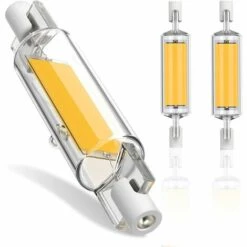 Ampoule R7S LED 78mm Dimmable, 10W R7S Ampoules LED COB, R7S LED 78mm Haute Lumière Blanc Chaud 3000K, R7S LED Lampe 600LM, éclairage à Faisceau 360 °, AC 220-240V, Pack De 2,Macaron