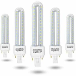 Aigostar - Ampoule LED PLC 2U 12W, Lumière Blanche Froide 6400K, 1200 Lumens, Lot De 5 [Classe énergétique A+]