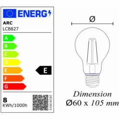 LUTECE-ARC Ampoule LED Filament E27 8W (équiv. 80w) 950Lm 2700K - Garantie 2 Ans -Pas Cher Ampoule LED Boutique 53988340 4