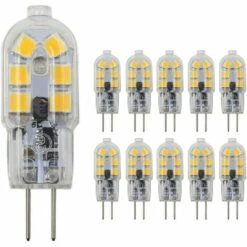 ZHUOXUAN Ampoule LED G4 Culot Double Broches G4 1.5W (équivalent à Une Ampoule Halogène 20W) Ampoule LED 12V Blanc Chaud 3000K, Convient Pour Plafond Paysager Sous éclairage Hockey Sur Glace Sur Le Comptoir, Lot De 10, Couvercle Transparent